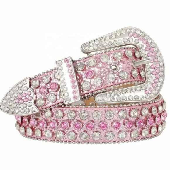 Western Pink Rhinestone Belts Sparkly Cowgirl Bling Fashion Belt